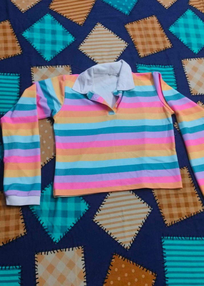 Striped Long Sleeve Crop Top