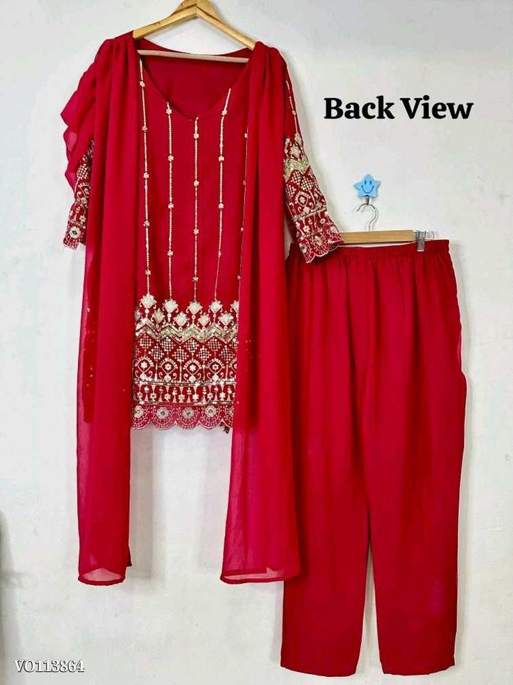 Partywear Attached Duppatta Suit