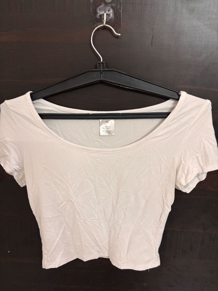 White Cropped T-Shirt
