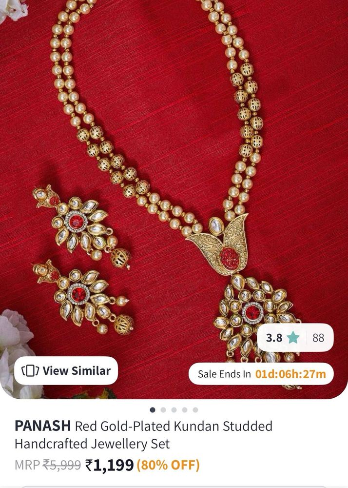 Panash Kundan Handcrafted Necklace With Earrings