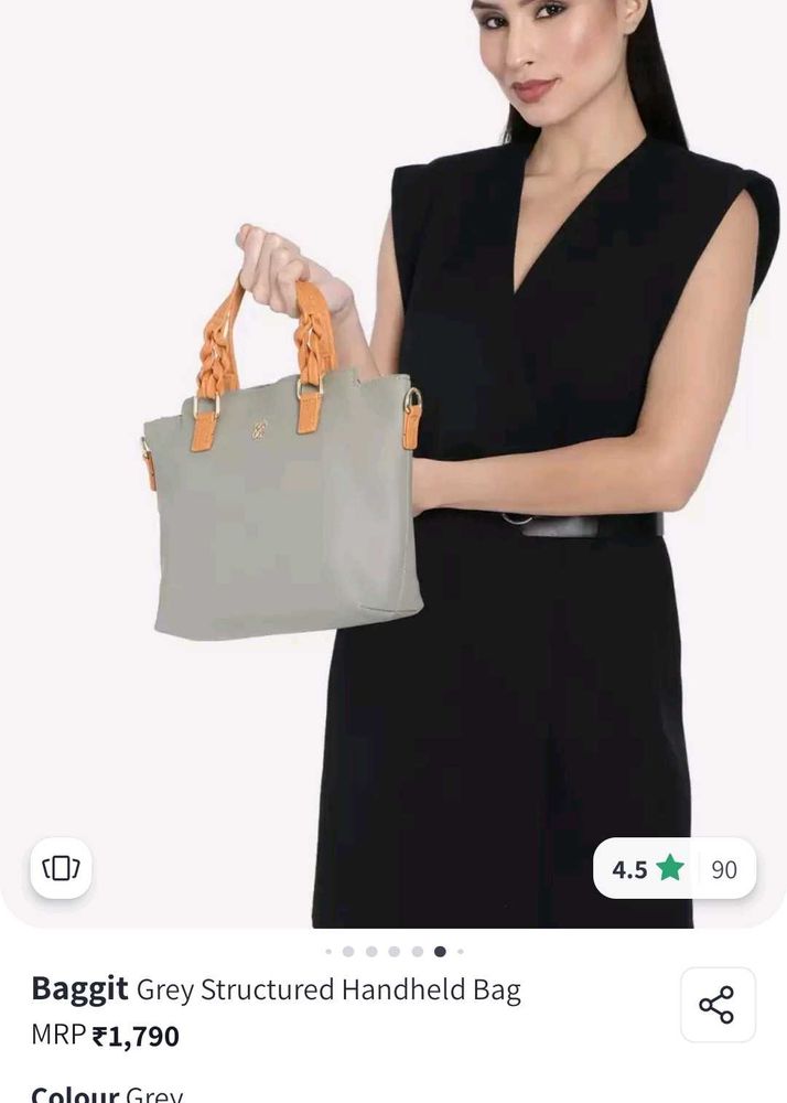 Baggit Grey Strutured Handheld Bag