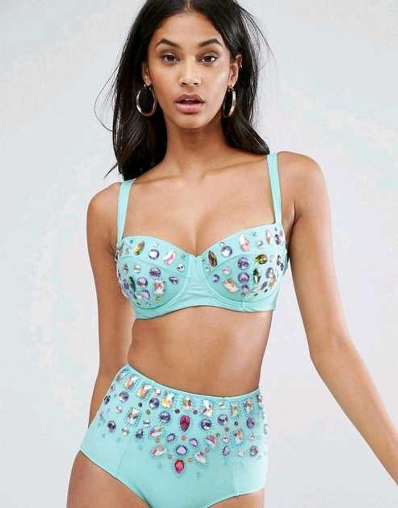Embellished Bikini Top &amp; Bottom Set