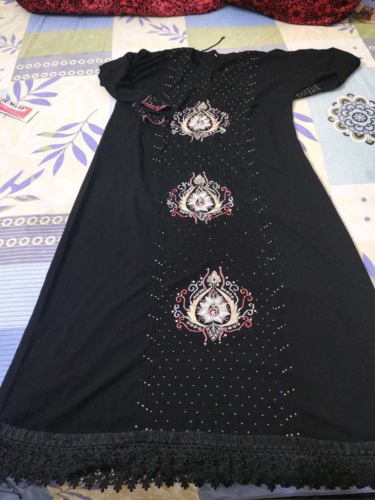 Elegant Black Embellished Abaya