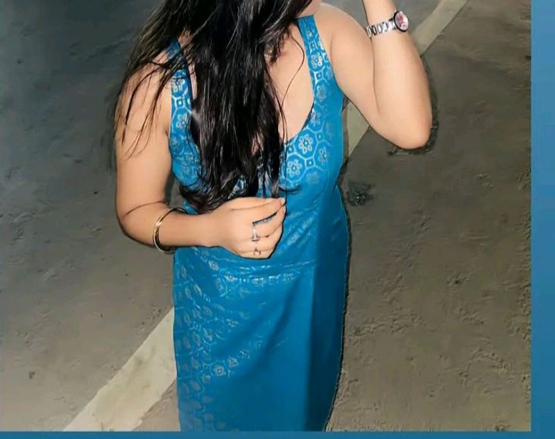 Blue Sleeveless Mini Kurti