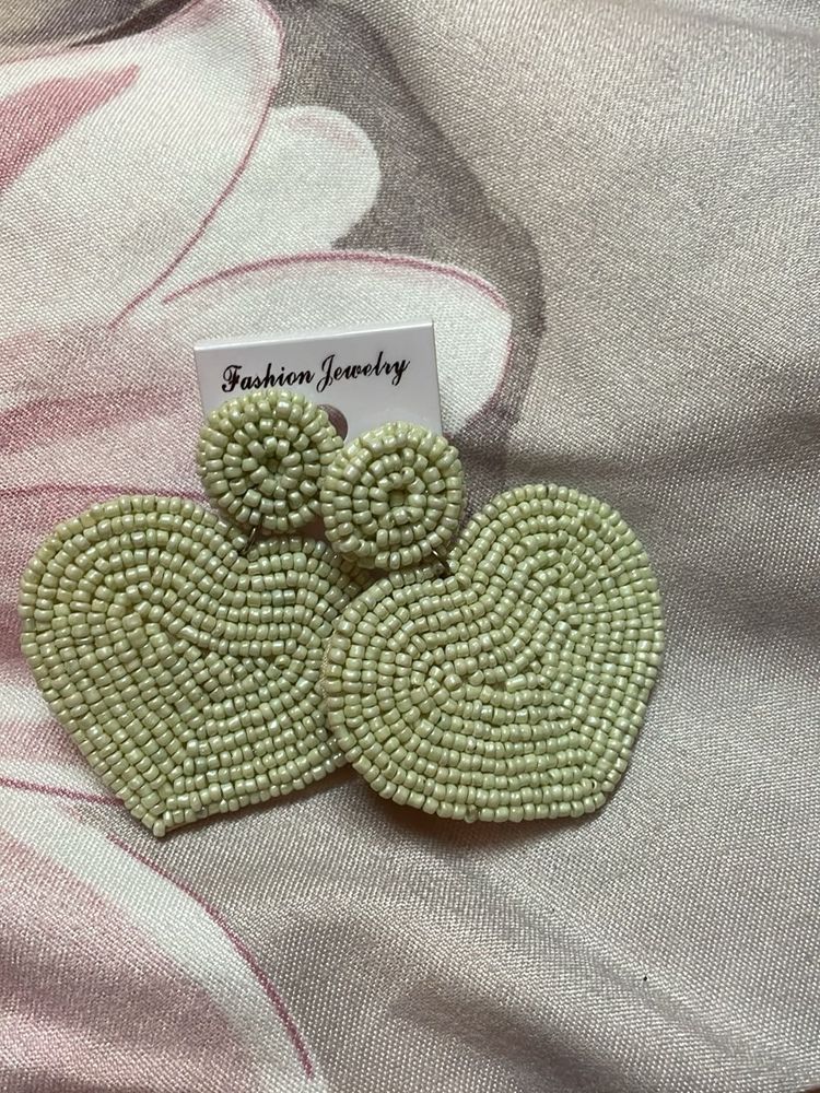 Heart Beaded Dangle Earrings