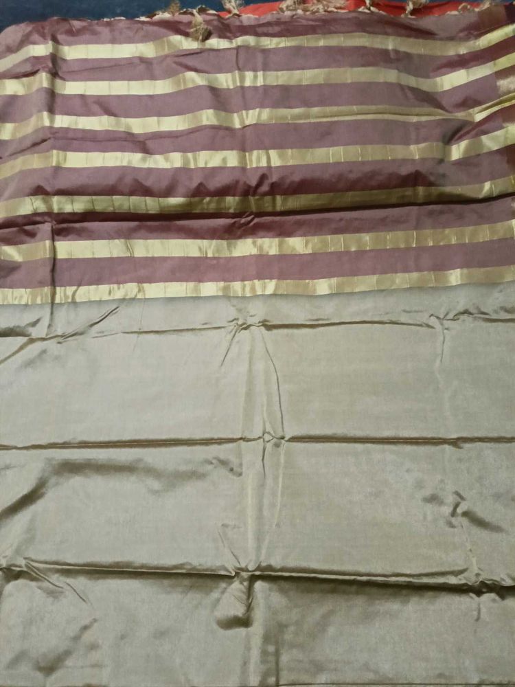 BrandNew ElegantBeige CottonSilkSaree+UnsticheBlou