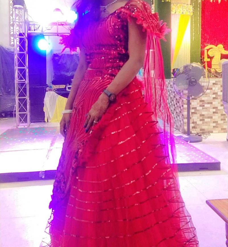 Red Sequin Formal Engagement Gown