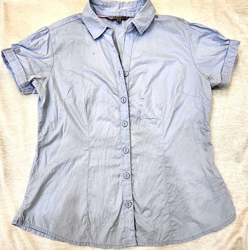 Cute Light Blue Button-Up Shirt