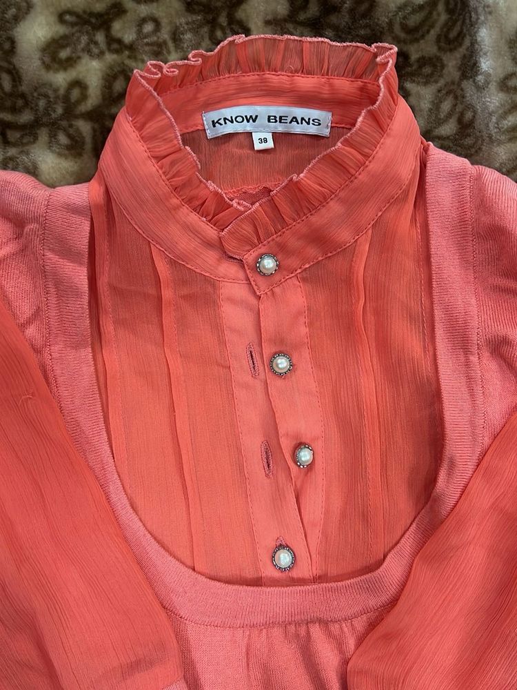Elegant Coral Top