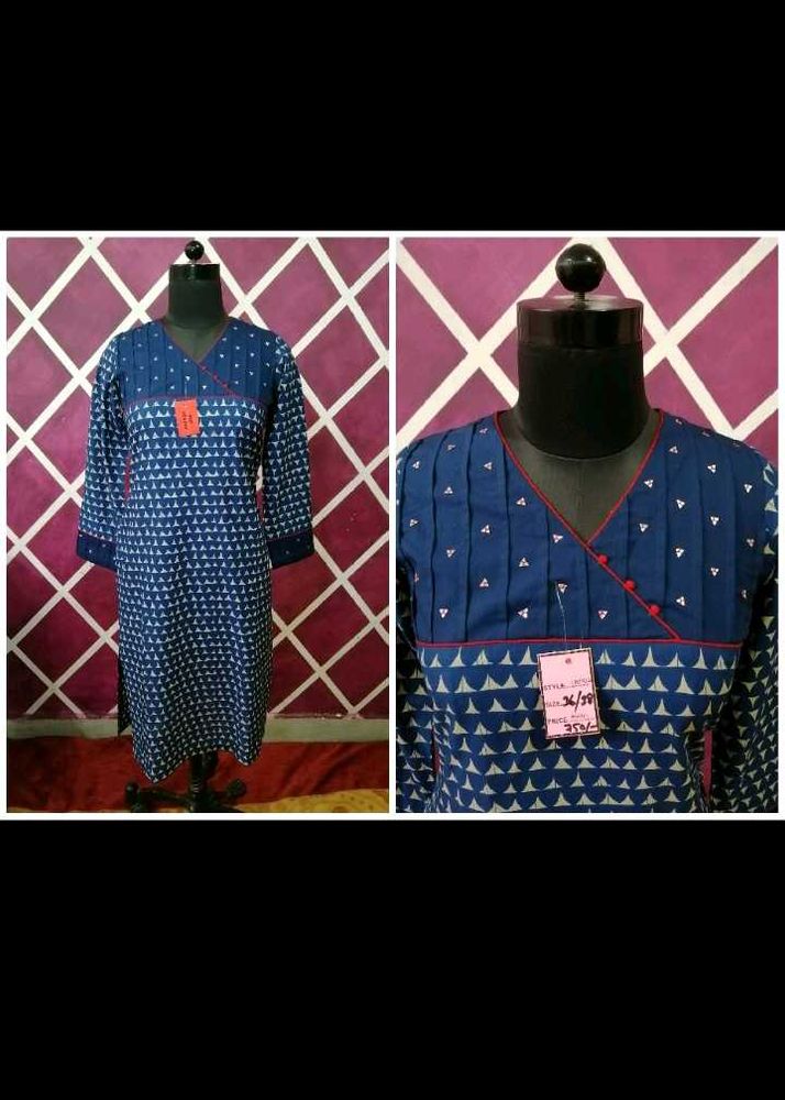 Blue Pintex Hand Embroidery Kurti