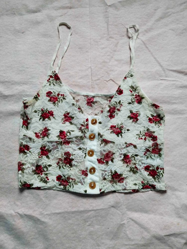 Floral Lace Button-Front Cami