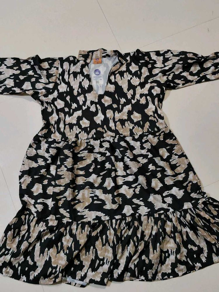 Animal Print Ruffle Hem Dress