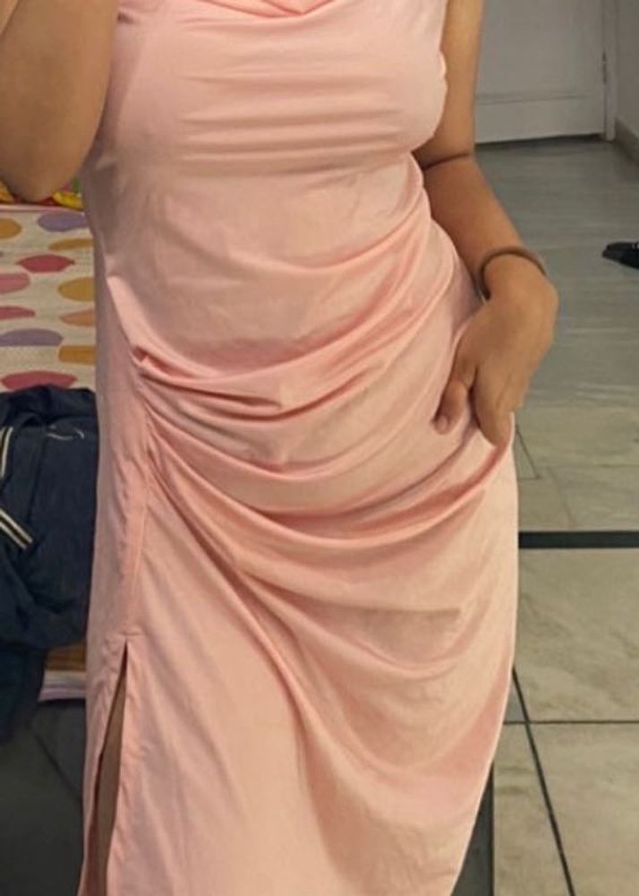 Pink Cowl Neck Dress