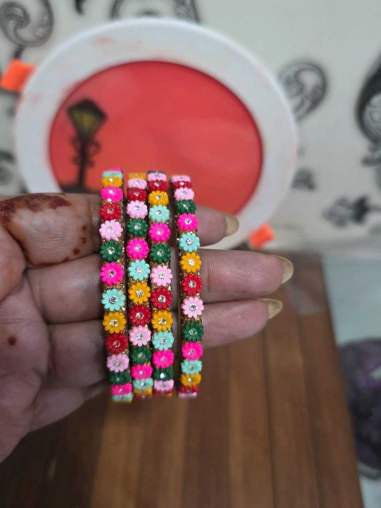 Colorful Floral Bangle Set