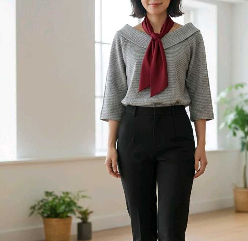 Gray boat neck tops
