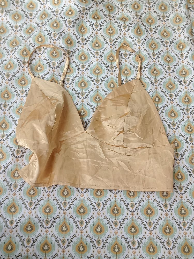 Golden Satin Bralette Top