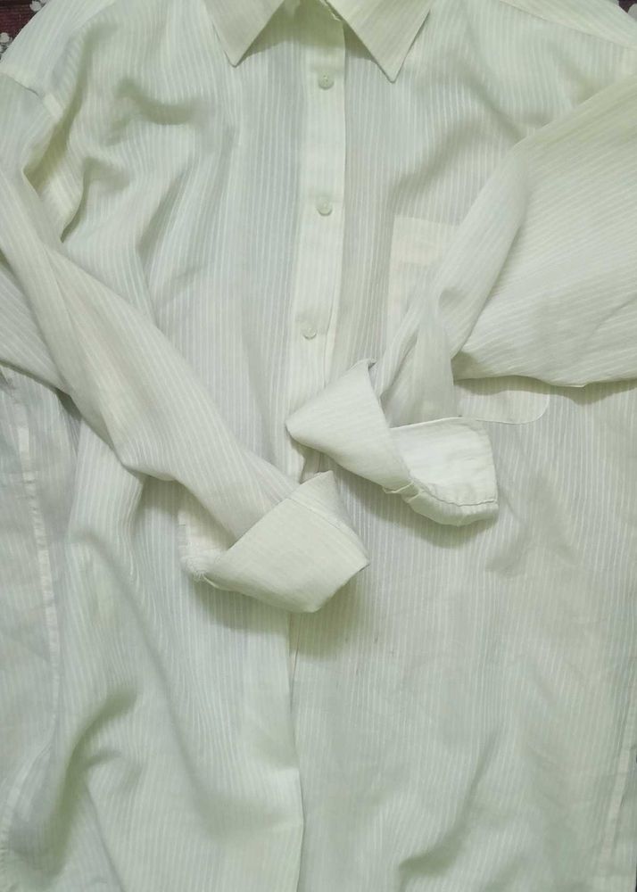Striped yellowish White Shirt