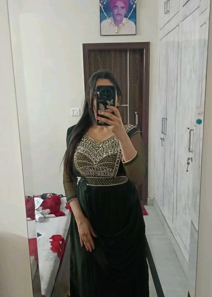 Elegant Dark Green Ethnic Gown