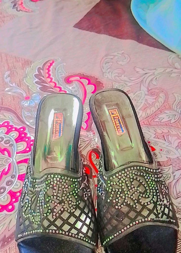 Forever Rhinestone Embellished Mules