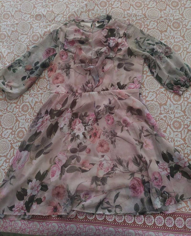 Floral Print Chiffon Dress