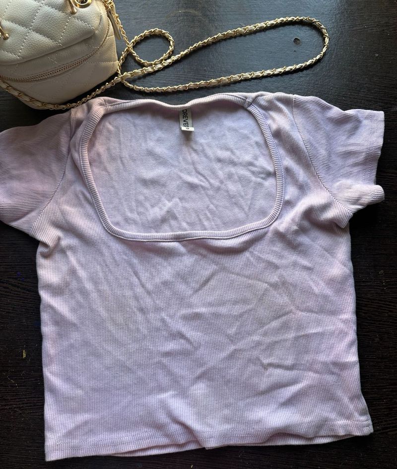 Lilac Square Neck Crop Top