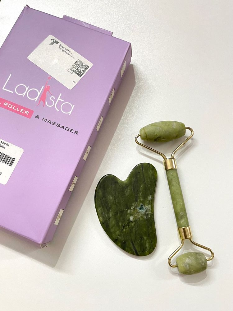 Facial Massager Jade Roller &amp; Gua Sha