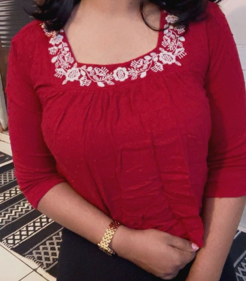 Embroidered Maroon Top (item 21)