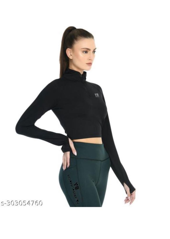 Black Long Sleeve Crop Top