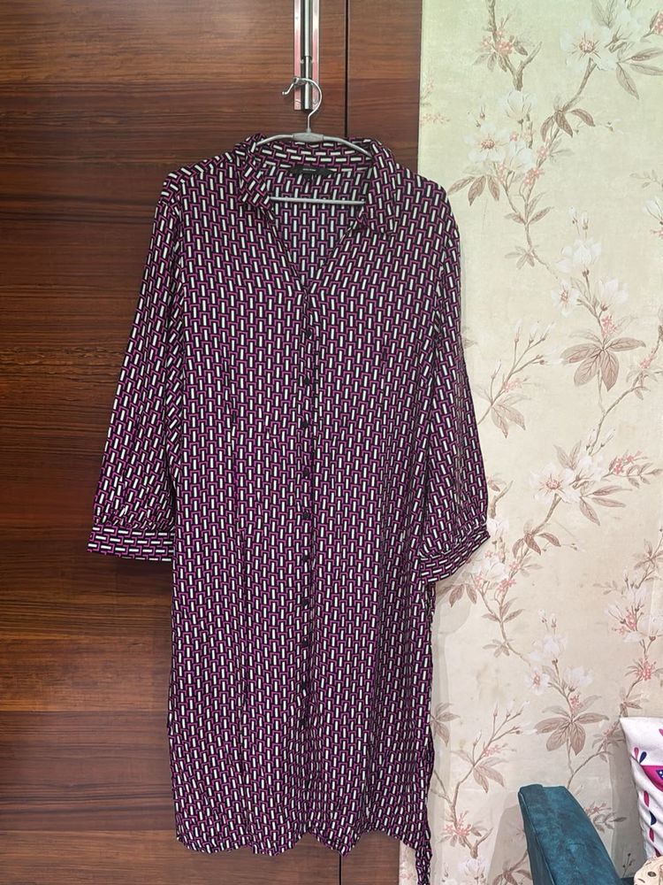 Patterned Shirt Dress