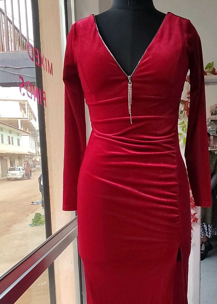 Red Velvet Bodycon Dress