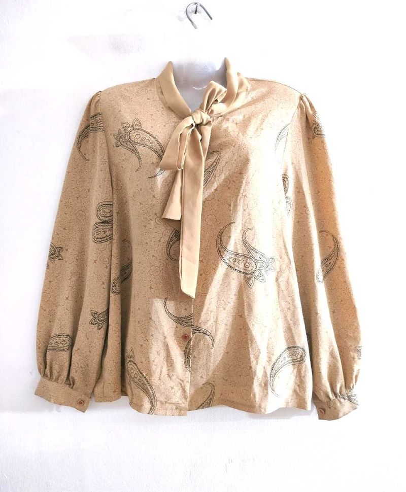 Paisley Print Tie Neck Blouse