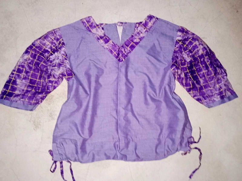 Purple Tie-Dye Sleeve Top
