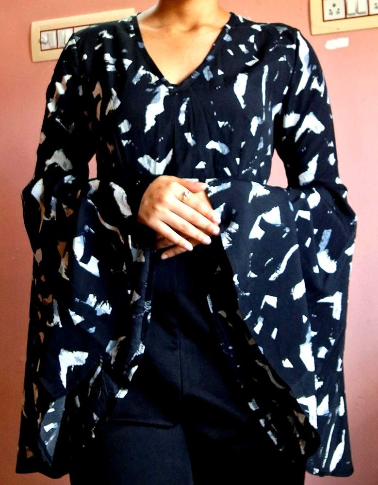Printed Jumpsuit with Bell Sleeves