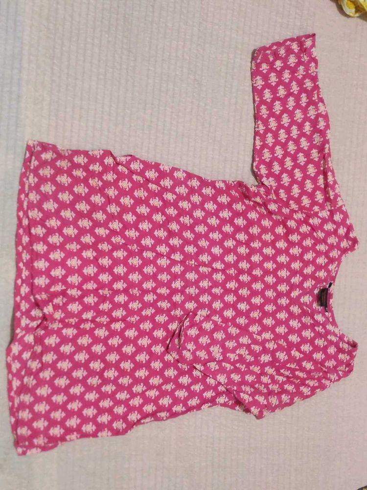 Printed Pink Short Kurti