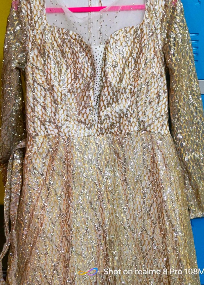 Golden Sequin Ethnic Gown