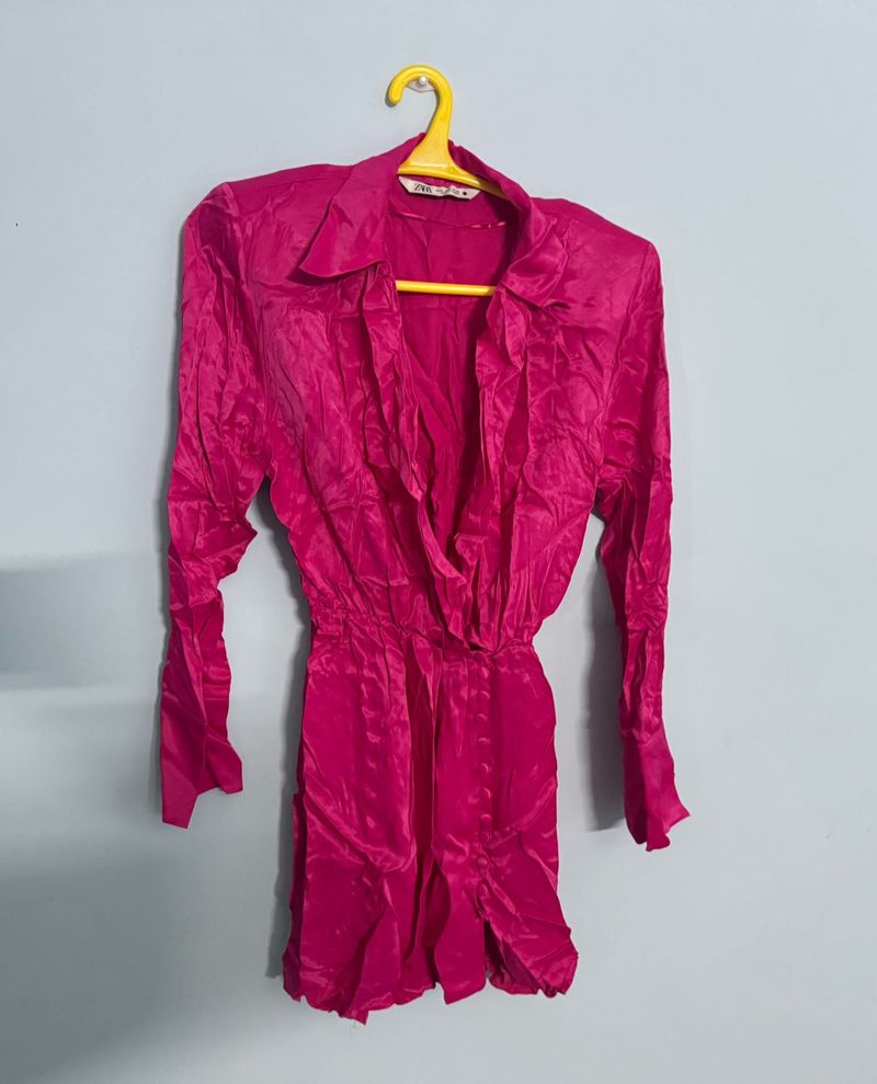 Zara M Size Satin Wrapped Dress