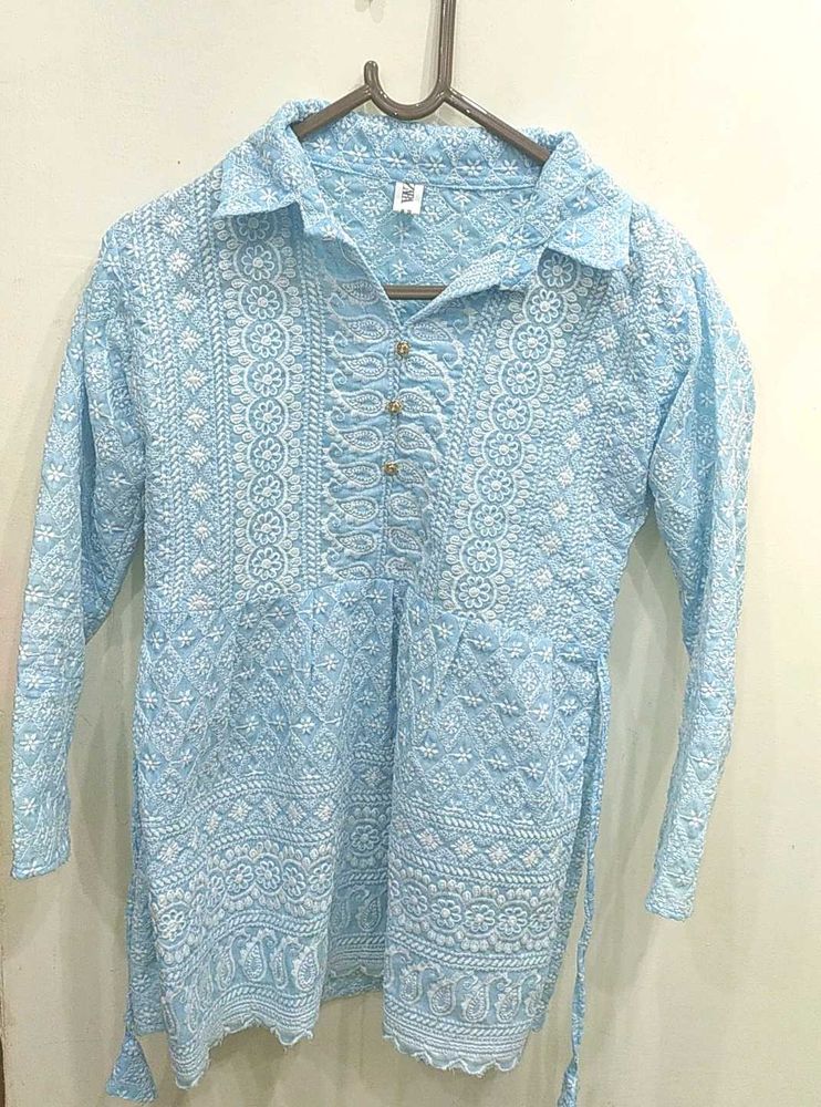 Blue Chikankari Tunic