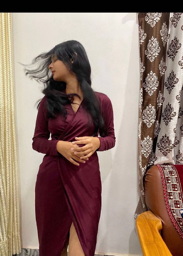 Elegant Burgundy Wrap Dress