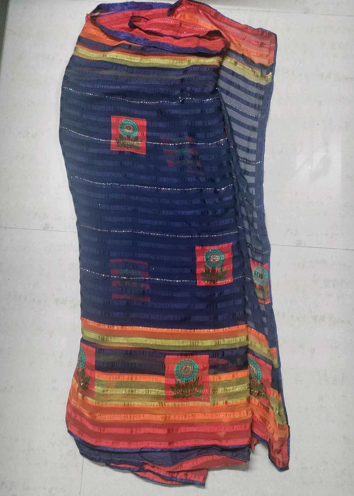 Beautiful Studded Navy Blue Saree