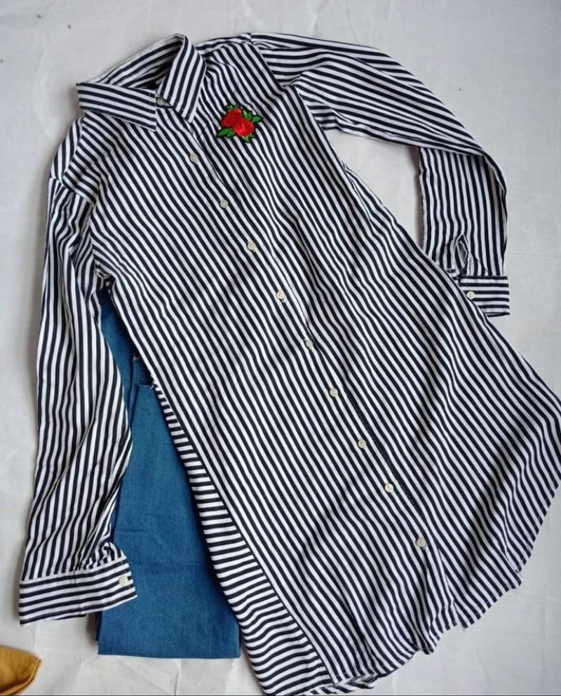 Striped Long Line Shirt