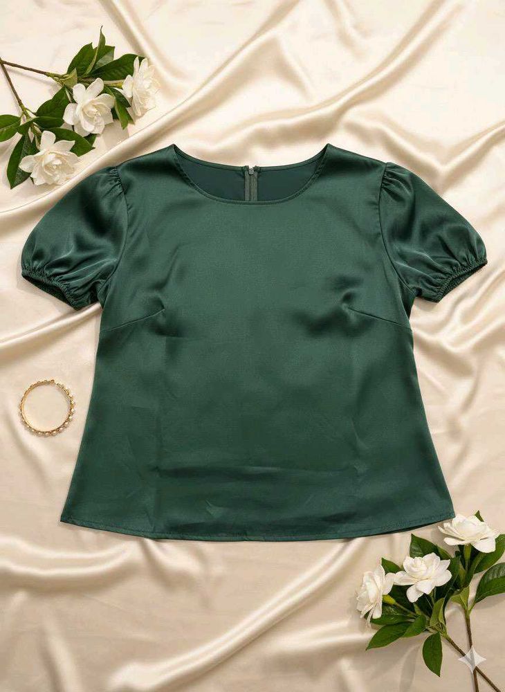 Elegant Green Satin Top