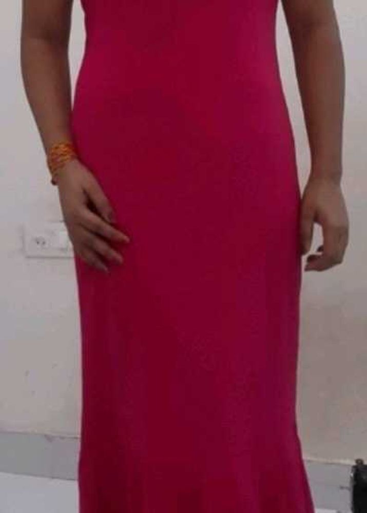 Pink Fitted Midi Dress