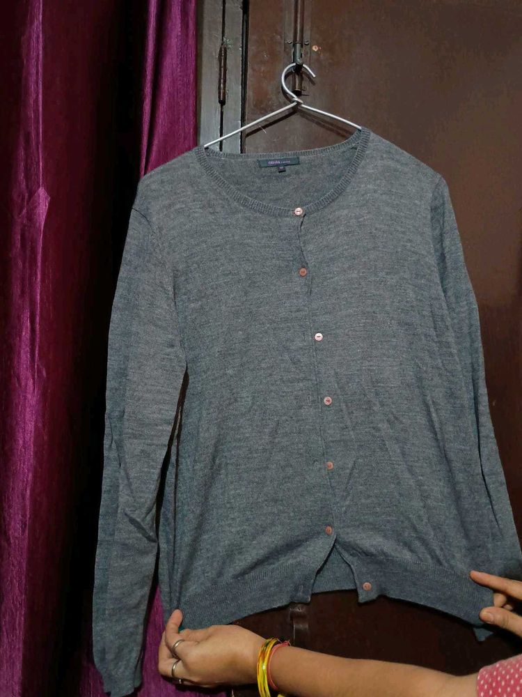 Gray Cardigan Sweater