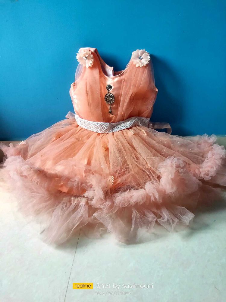 Peach Colour Frock Baby Girls