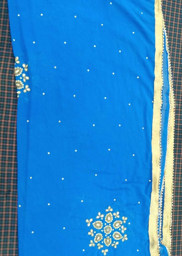 Blue Embellished Dupatta