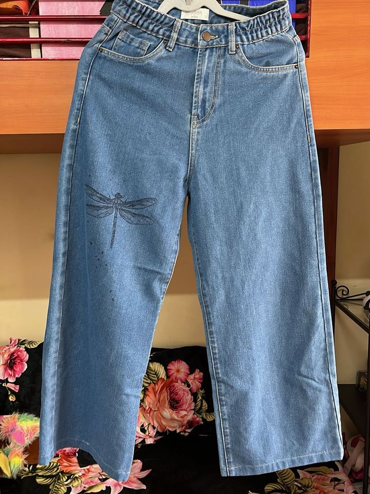Wide Leg Dragonfly Jeans-high waist