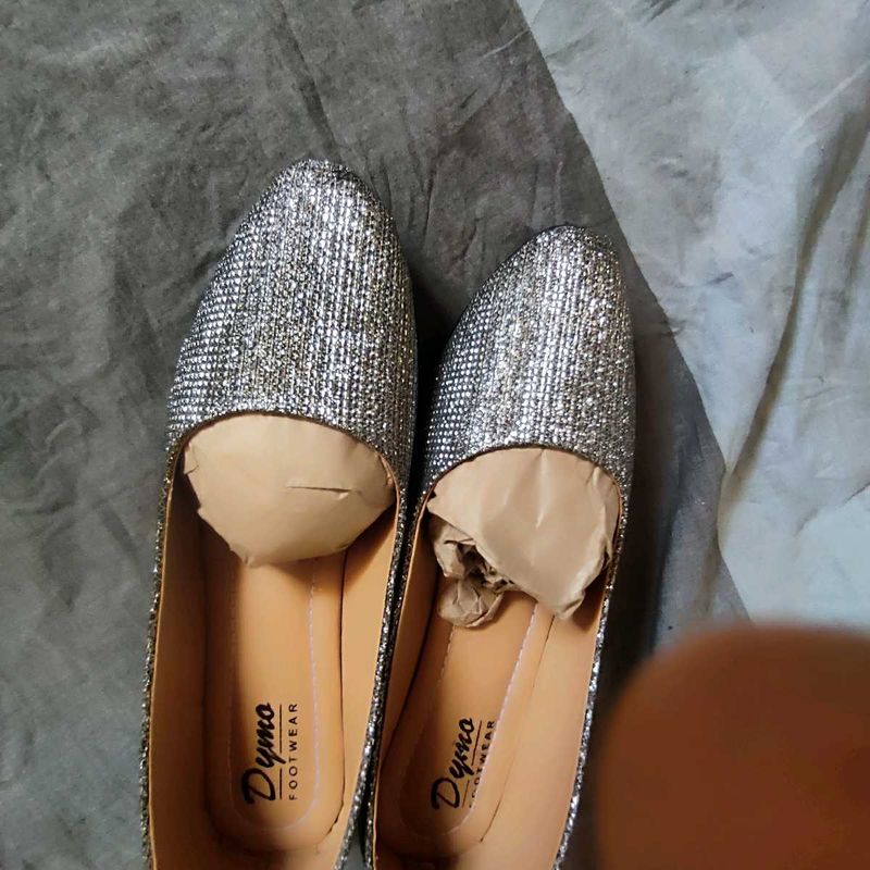 Sparkly Silver Ballerina Flats-size : 37