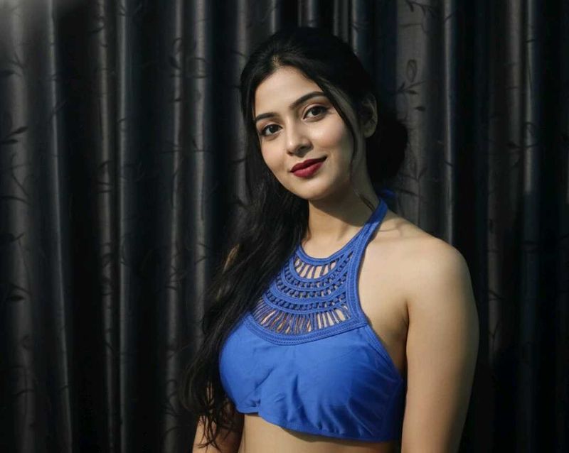 Blue Halter Bikini Top