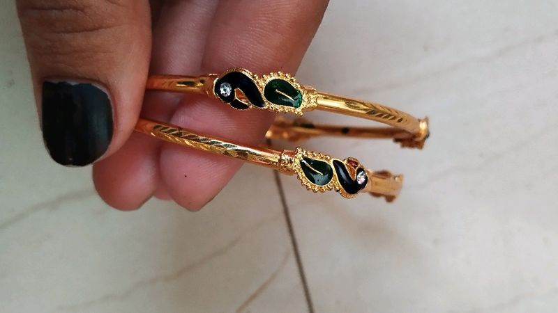 Peacock Design Beautiful Golden Bangles