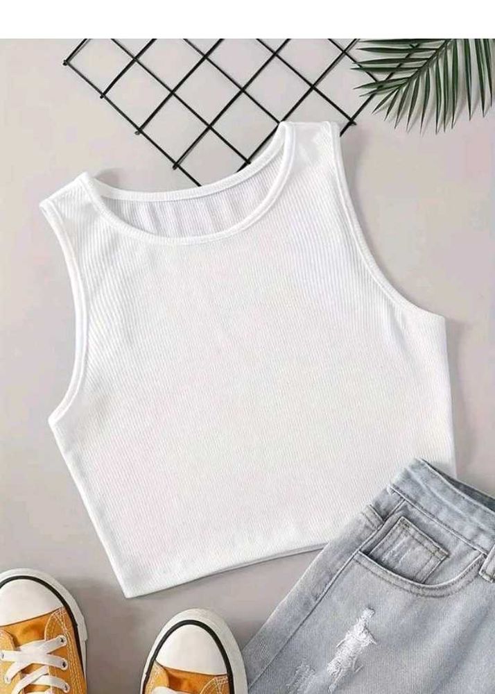 White Ribbed Tank Top